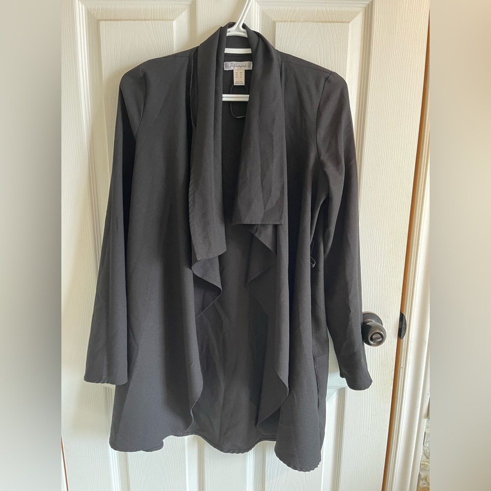 Revamped Black Drape Front Trench sweater
